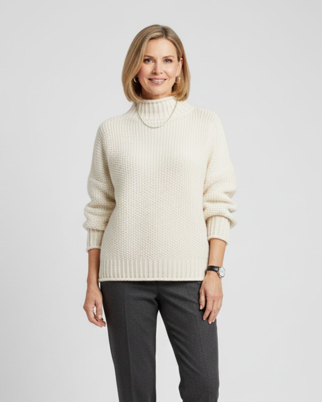 Textured Mock-Neck Sweater