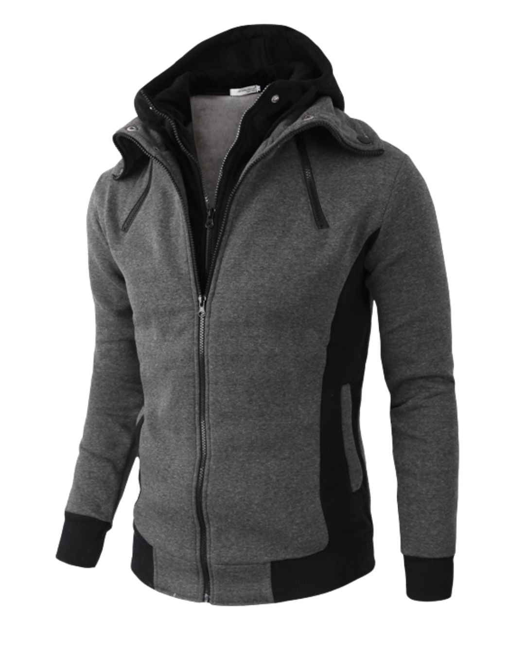 Two-Tone Hooded Sweater Jacket