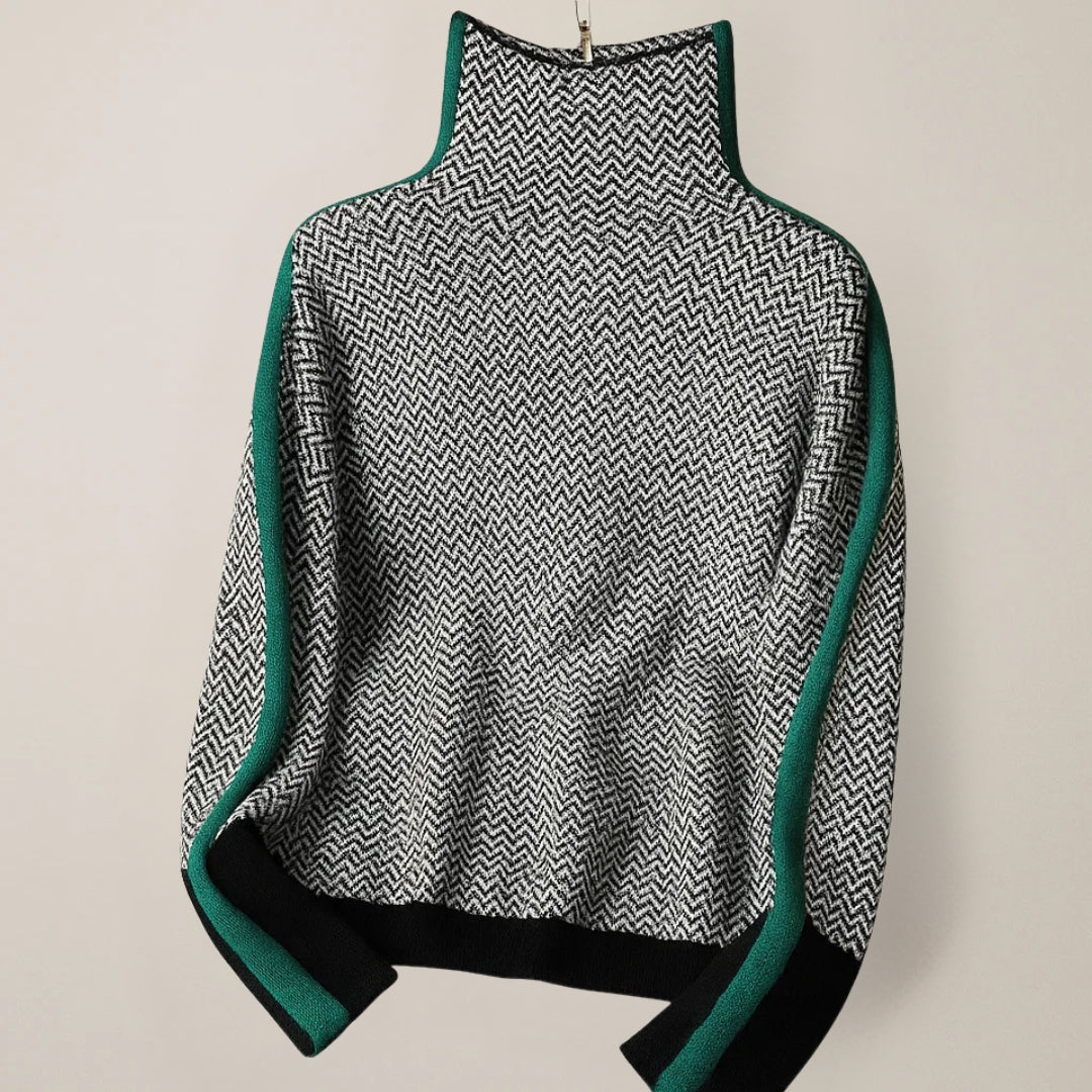 Contrast Trim Turtleneck Sweater