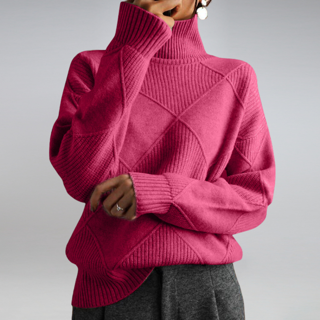 Diamond Knit Turtleneck Sweater