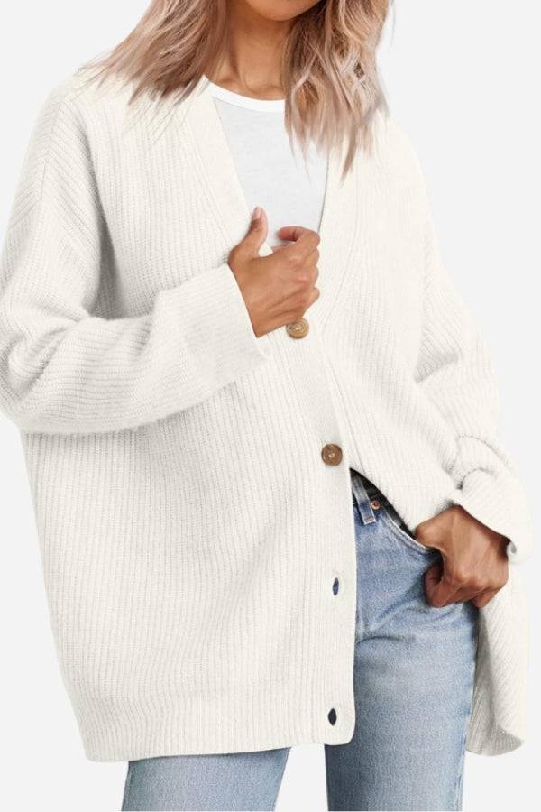 Relaxed Fit Button Down Cardigan