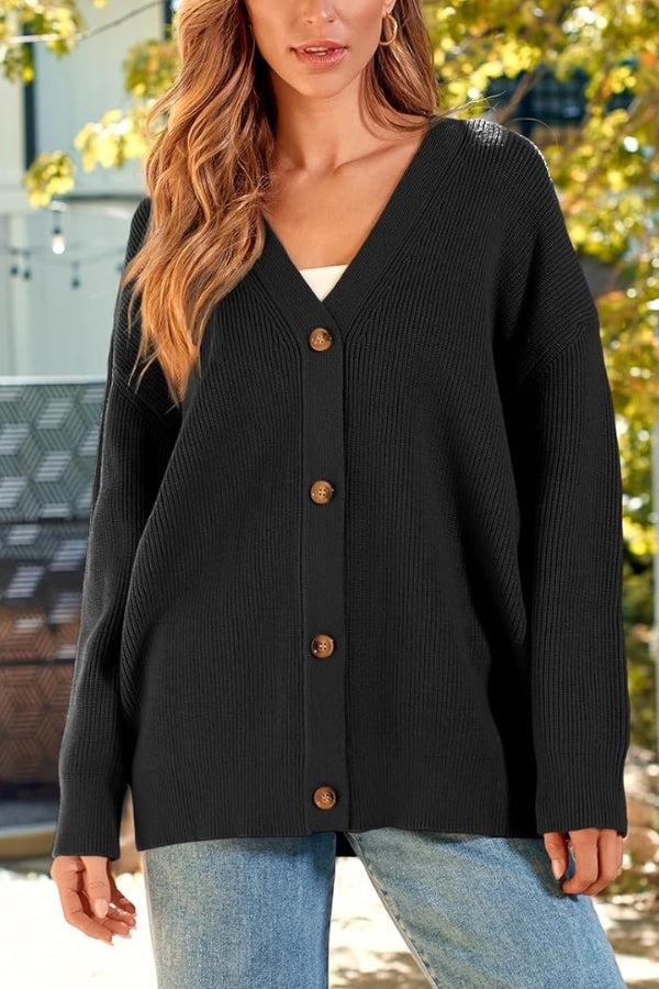 Relaxed Fit Button Down Cardigan