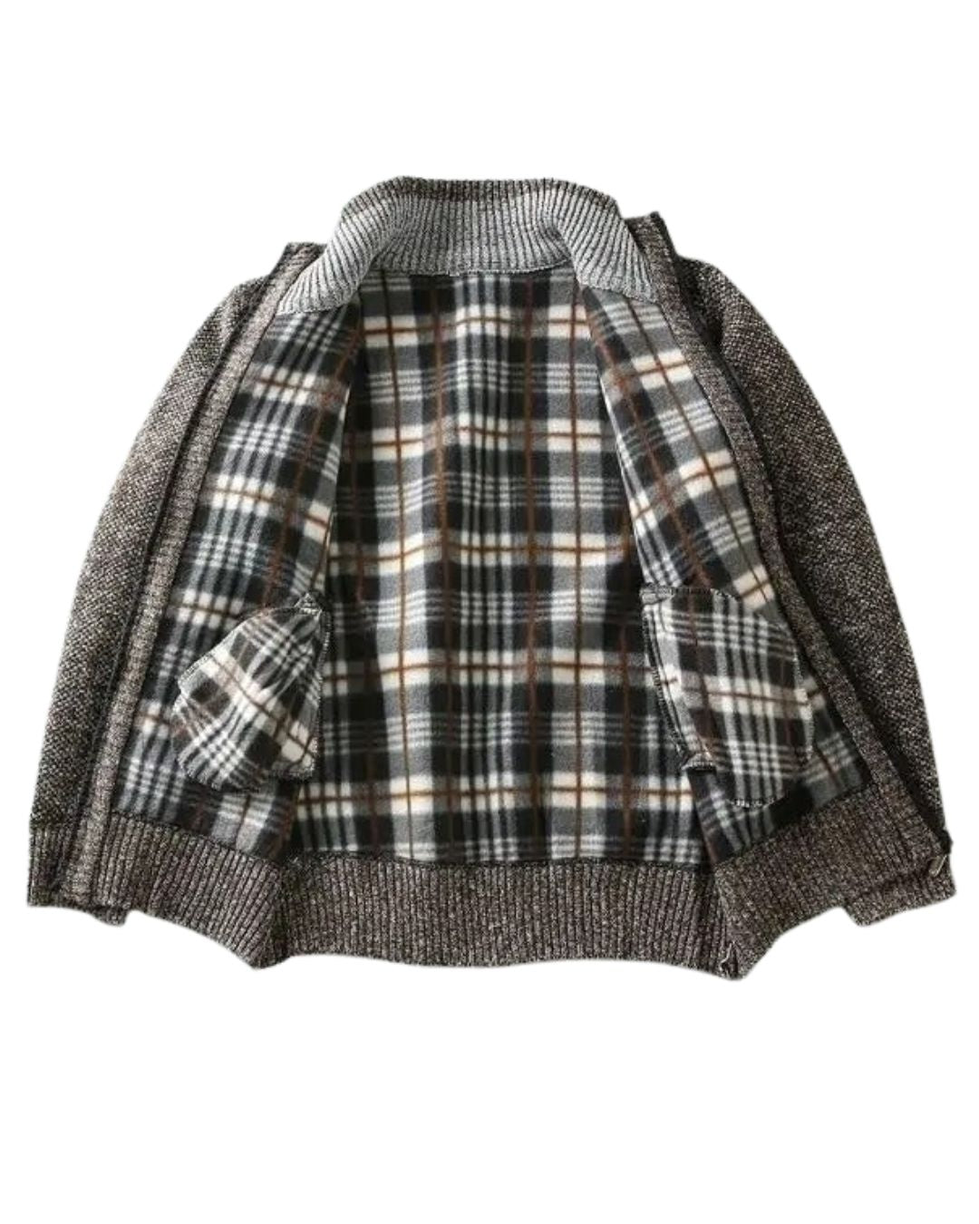 Plaid Lined Knit Jacket