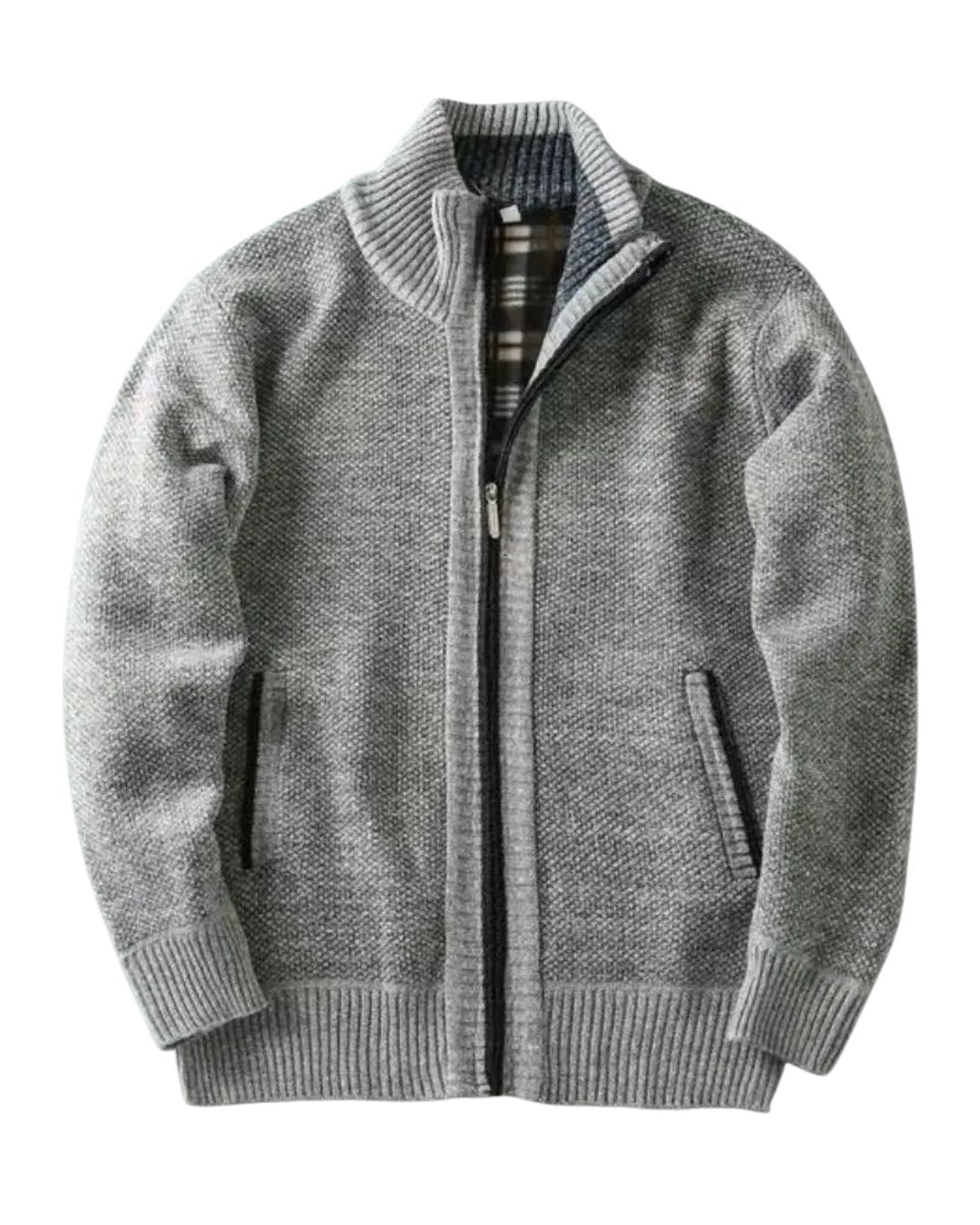 Plaid Lined Knit Jacket