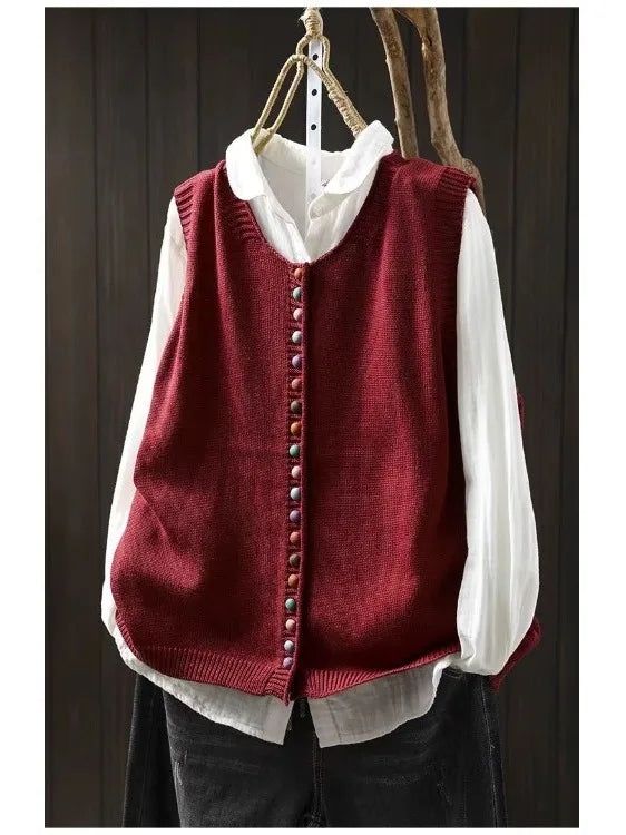 Classic Knit Button Vest