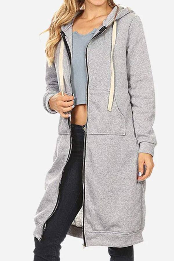 Long Fleece Zip Hoodie