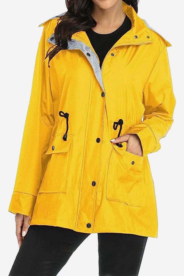 Hooded Water-Resistant Rain Jacket