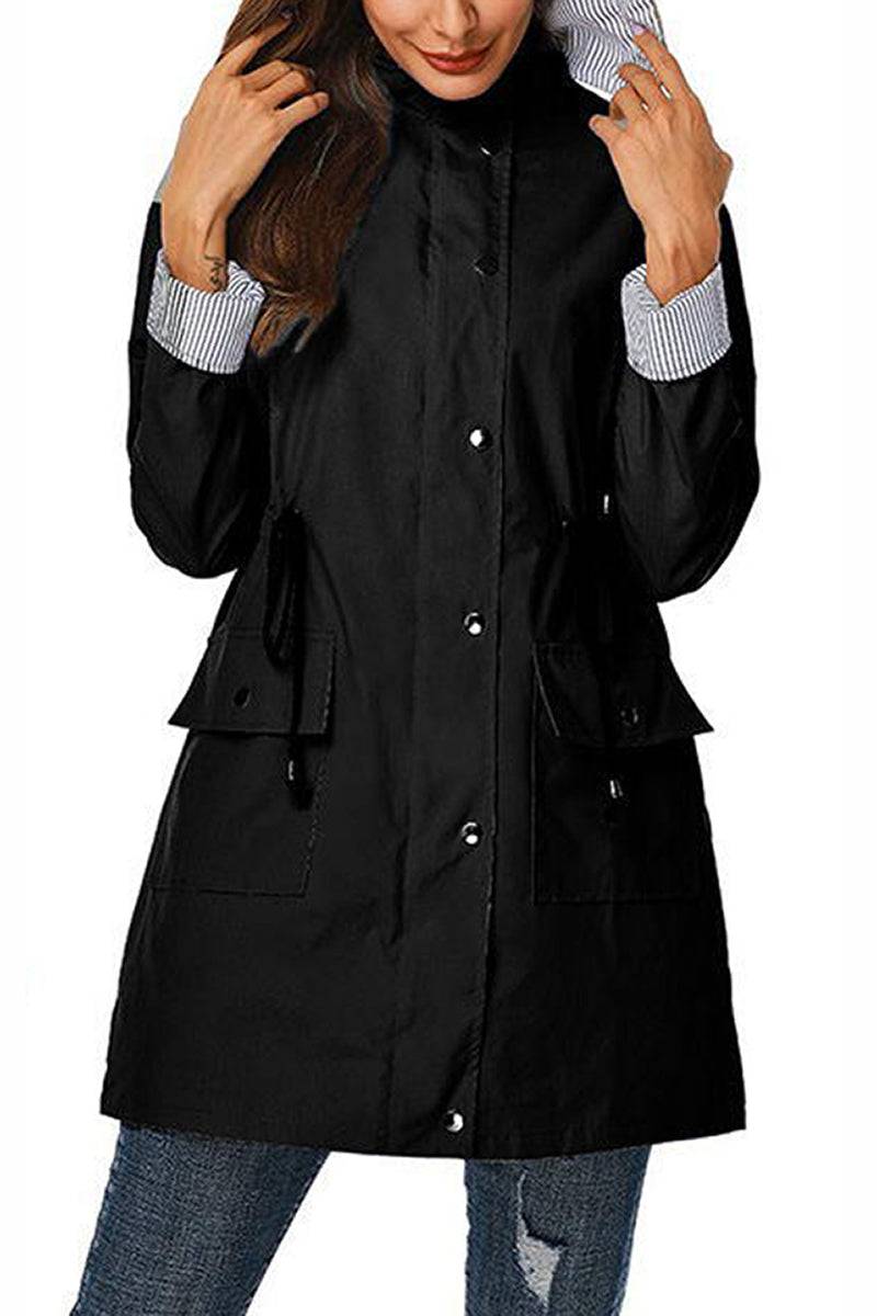 Hooded Water-Resistant Rain Jacket