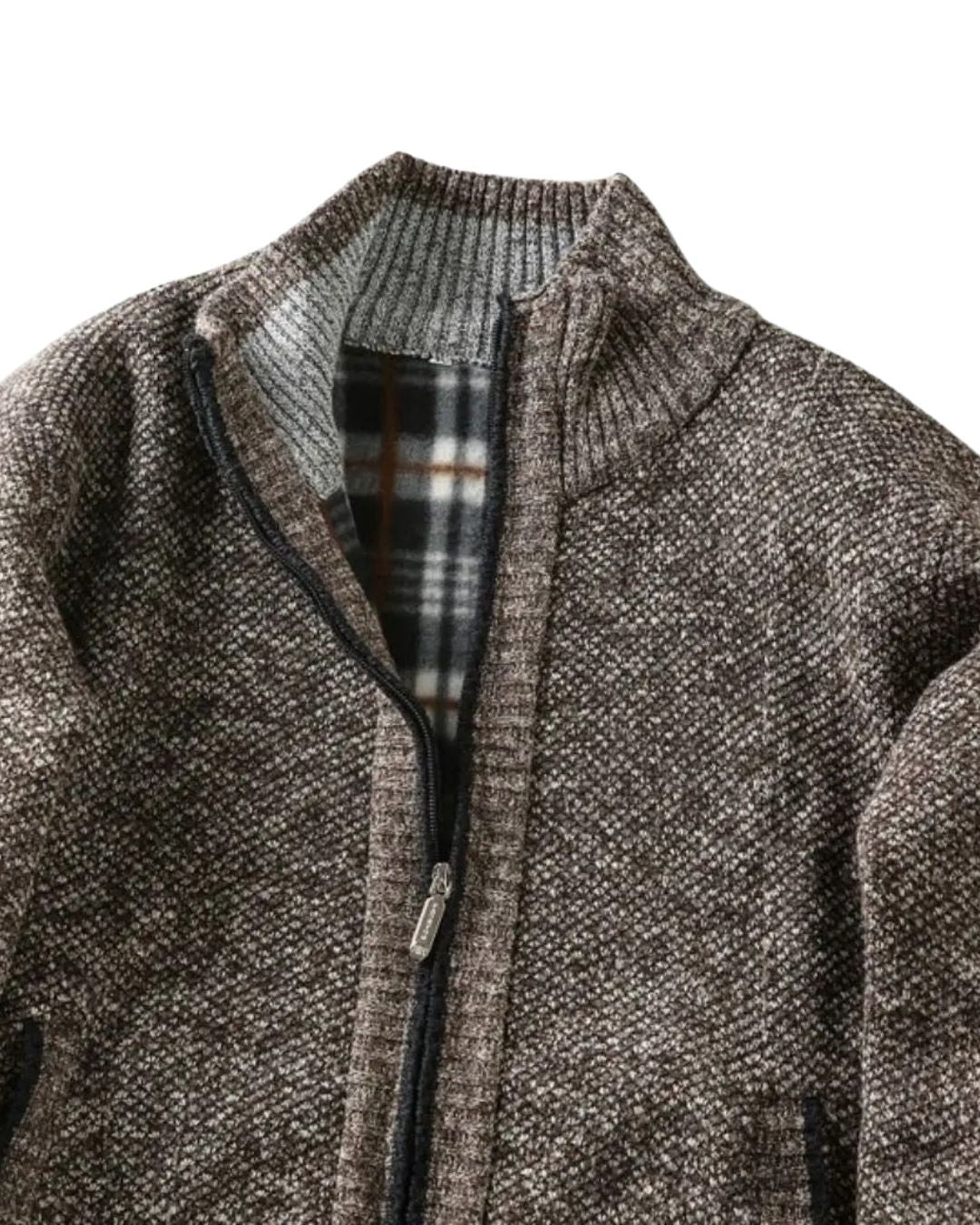 Plaid Lined Knit Jacket