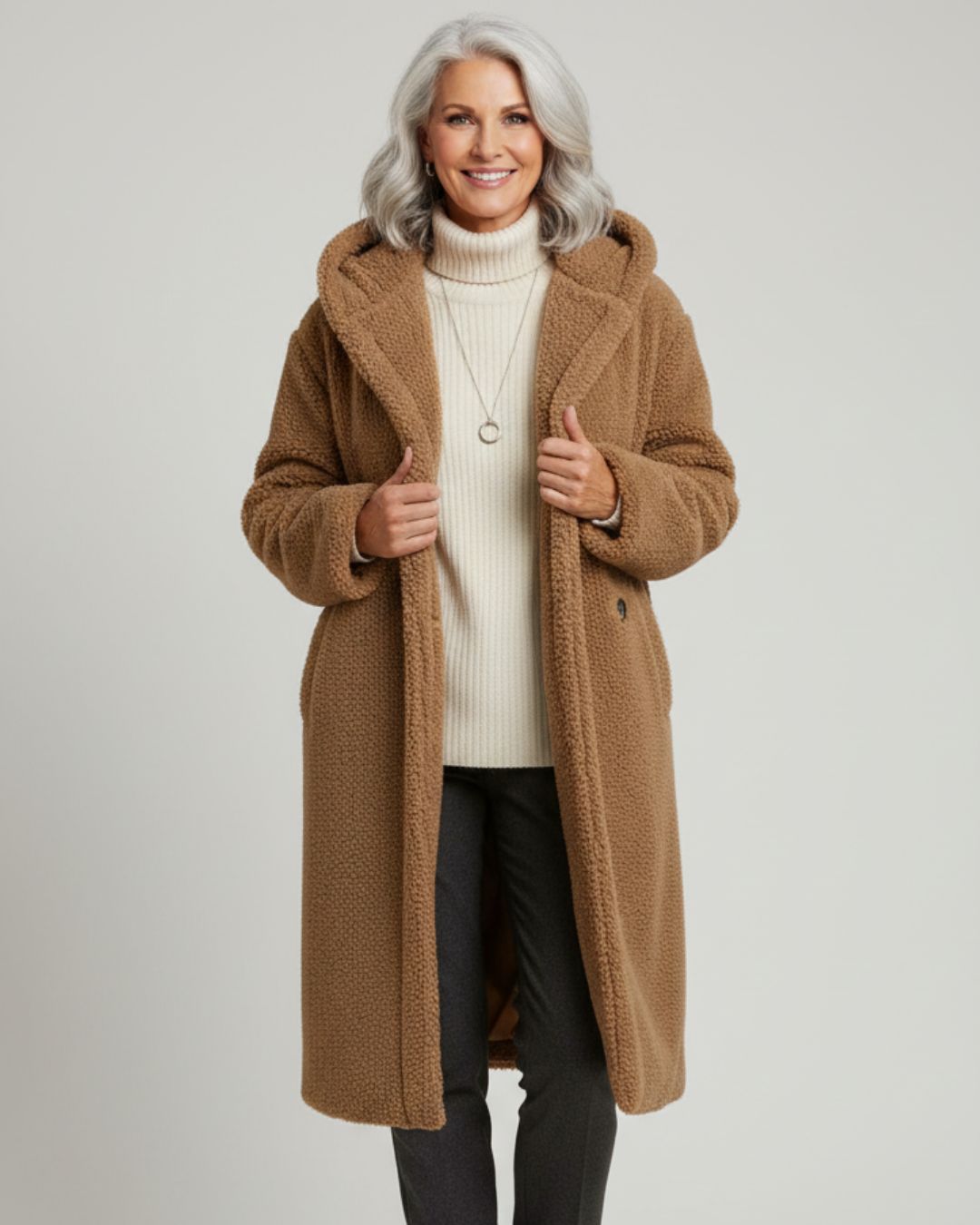 Long Fleece Hooded Coat