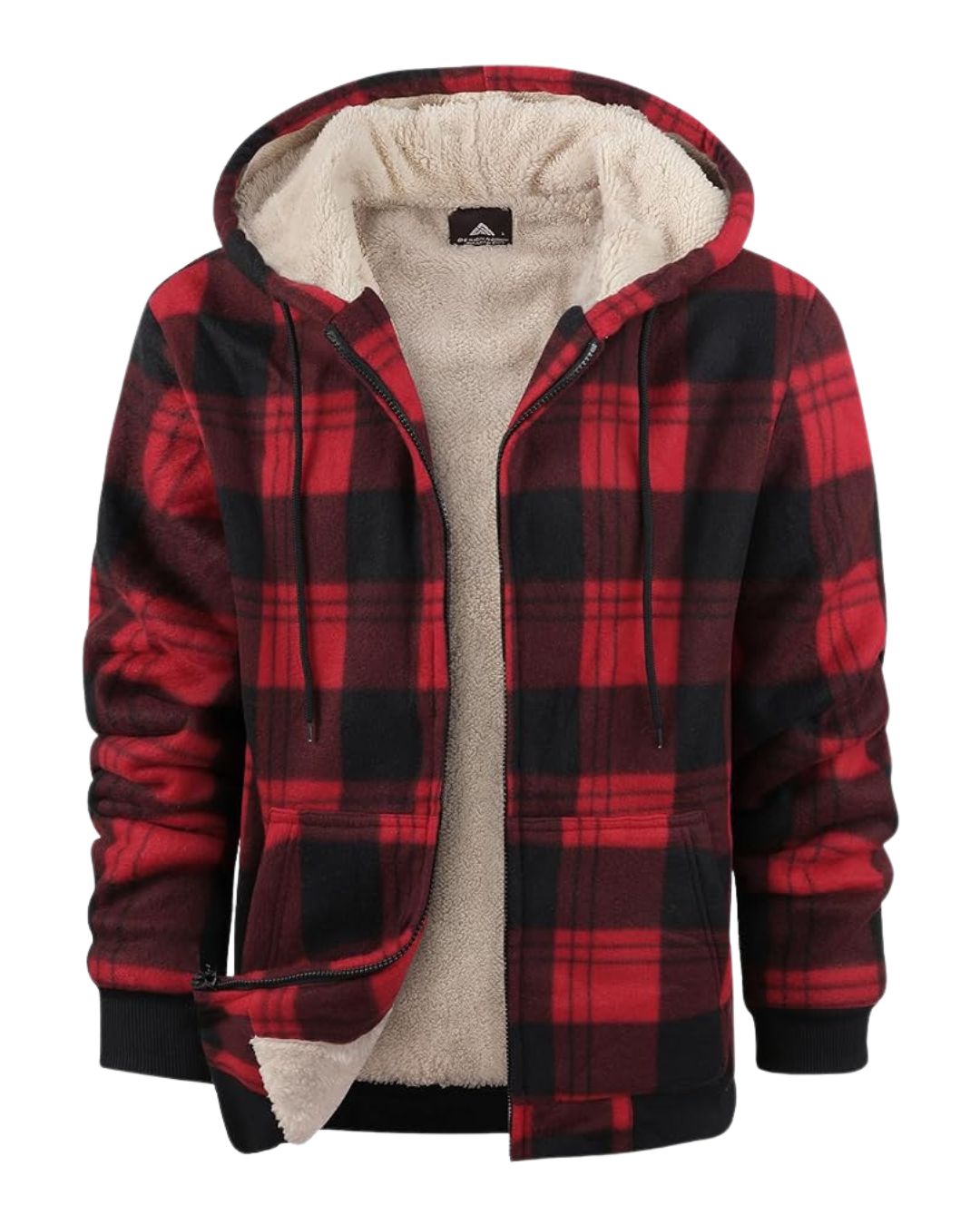 Fleece Lined Plaid Zip Hoodie