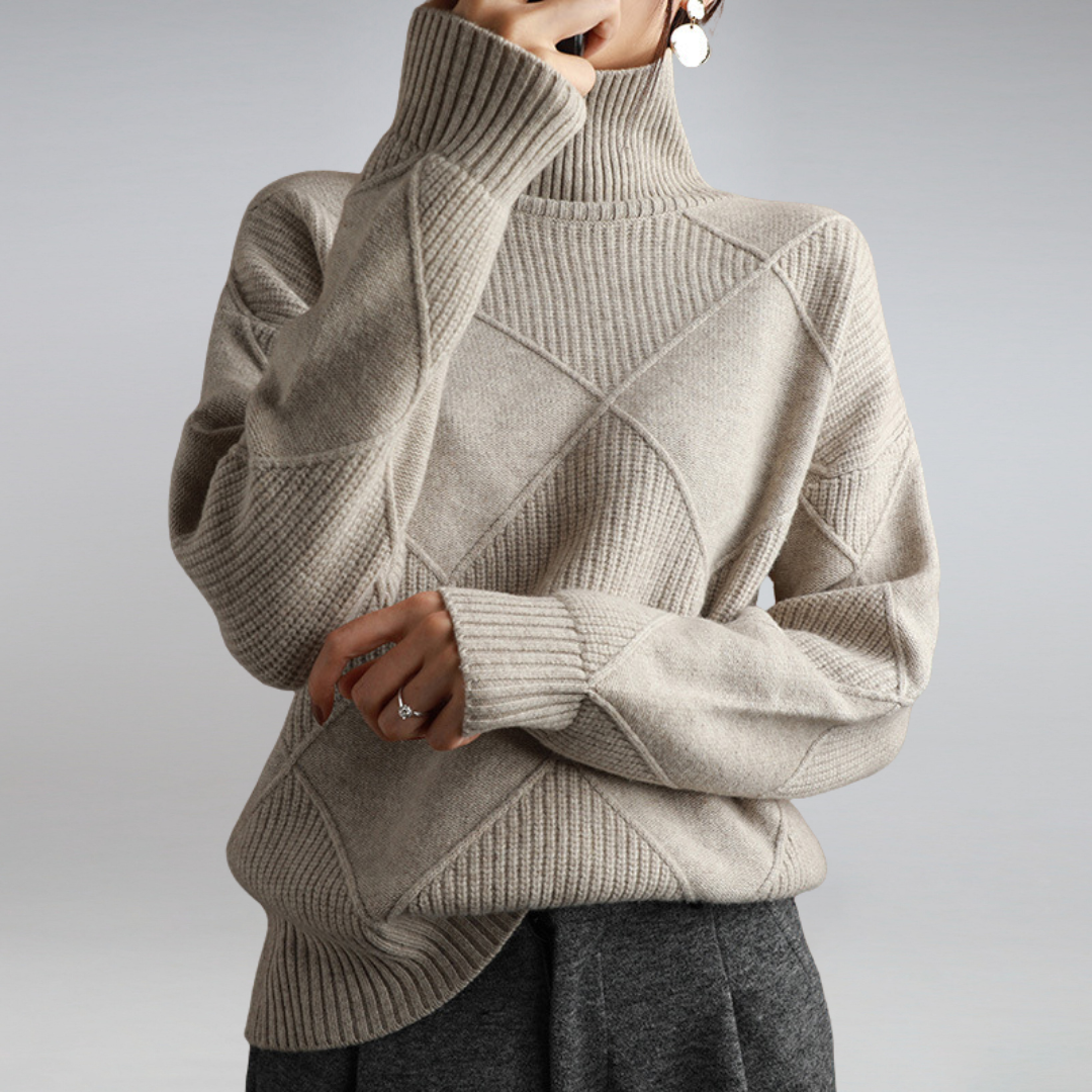 Diamond Knit Turtleneck Sweater