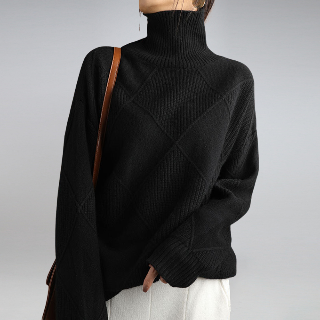Diamond Knit Turtleneck Sweater
