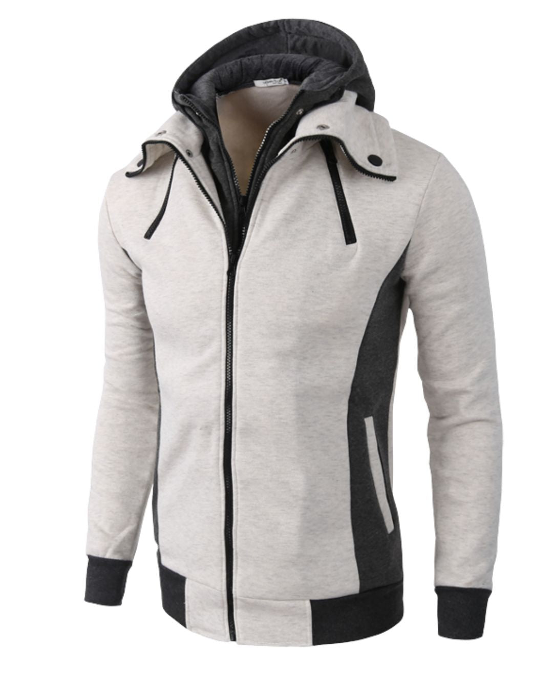 Two-Tone Hooded Sweater Jacket