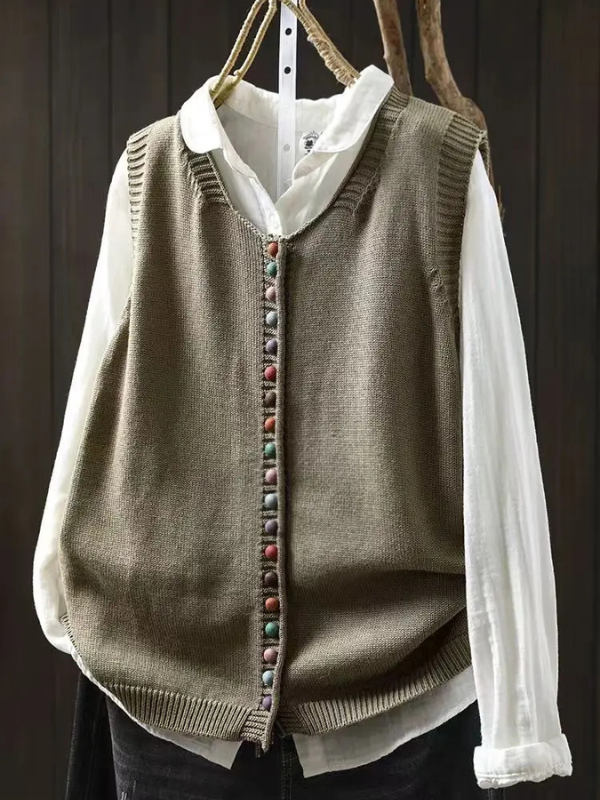 Classic Knit Button Vest