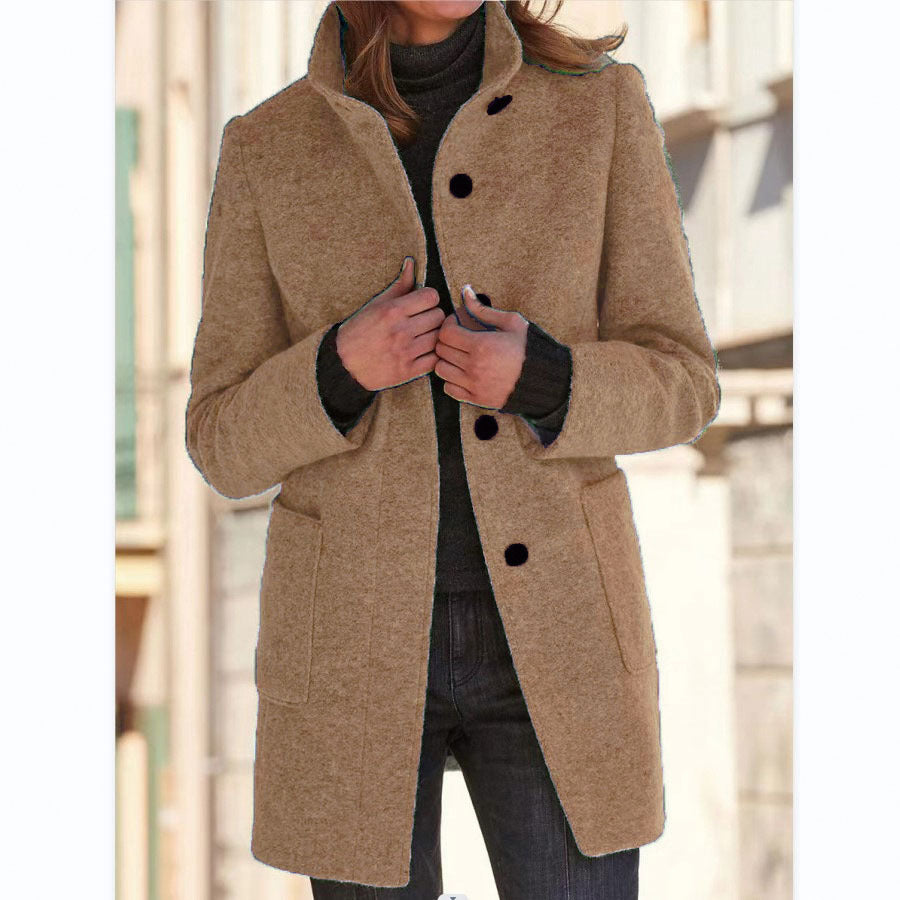 Classic Button-Up Wool Coat