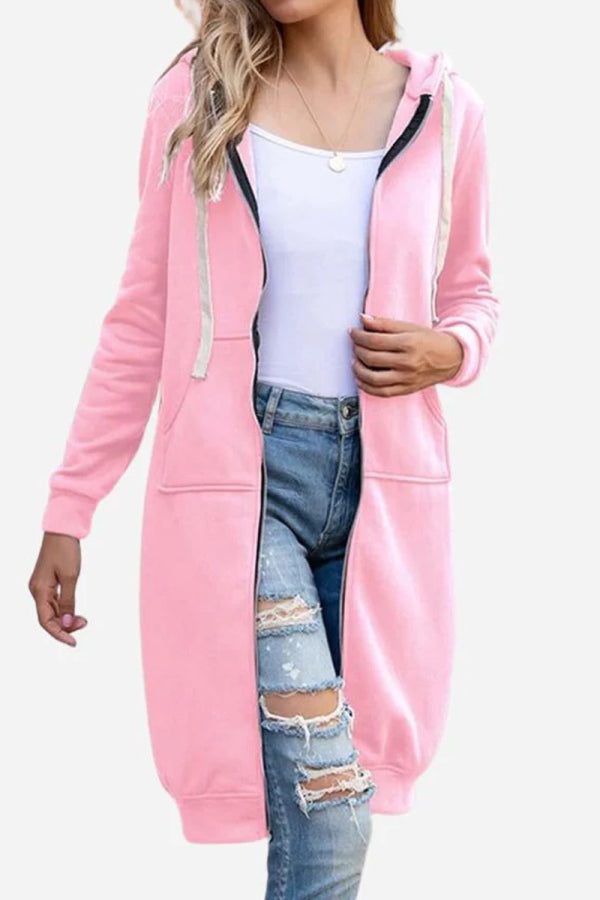 Long Fleece Zip Hoodie